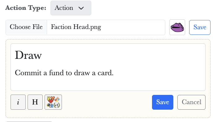 Standard action with faction meeple icon