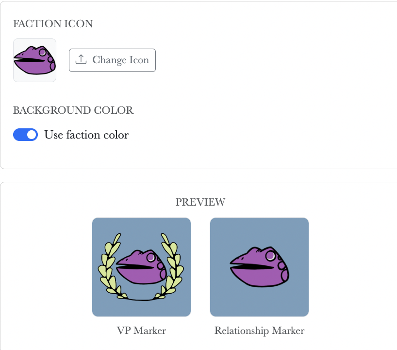 Faction markers preview