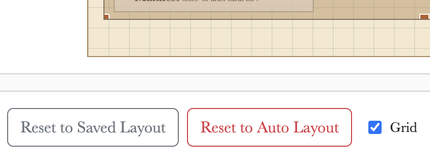 Layout grid with clear and reset controls